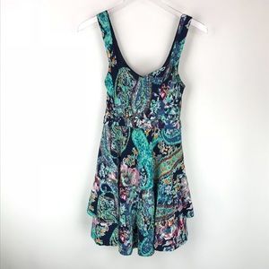 Free People Paisley in Tiers Dress Blue Abstract